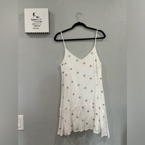 Francesca’s Miami White Mini Dress w/Gold Stars